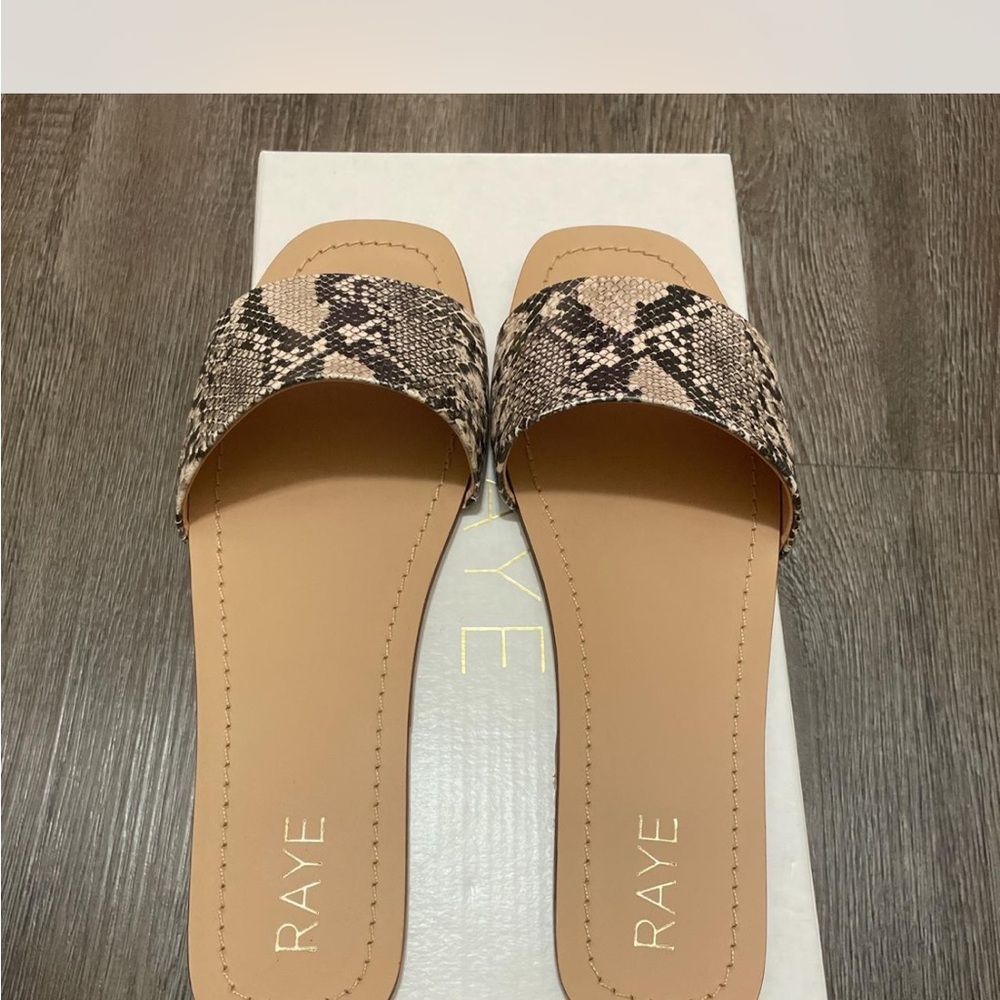 Raye Women's Snakeskin Houston Slide Sandals - Tan REVOLVE